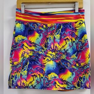 NEW Rainbow Lava Psychedelic 17" Golf Tennis Pickleball Beach Skort Obsession M